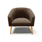 Poltrona Decorativa Pé Palito Castanho Kit 2 Stella Suede D03