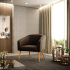 Poltrona Decorativa Pé Palito Castanho Kit 2 Stella Suede D03
