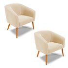 Poltrona Decorativa Pé Palito Castanho Kit 2 Stella Suede D03