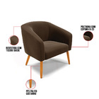 Poltrona Decorativa Pé Palito Castanho Kit 2 Stella Suede Mar