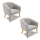 Poltrona Decorativa Pé Palito Castanho Kit 2 Stella Veludo D0