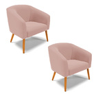 Poltrona Decorativa Pé Palito Castanho Kit 2 Stella Veludo D0