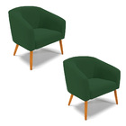 Poltrona Decorativa Pé Palito Castanho Kit 2 Stella Veludo D0