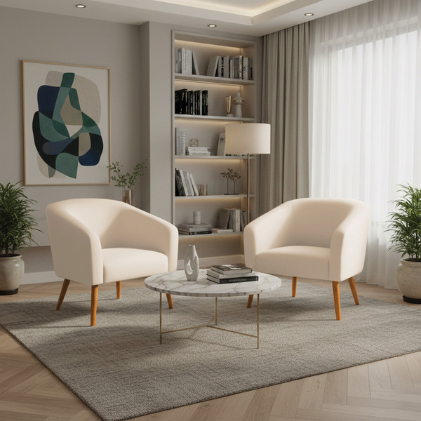 Poltrona Decorativa Pé Palito Castanho Kit 2 Stella Veludo D0