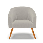 Poltrona Decorativa Pé Palito Castanho Stella Bouclê Cinza D0