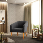 Poltrona Decorativa Pé Palito Castanho Stella Bouclê D03 - D'