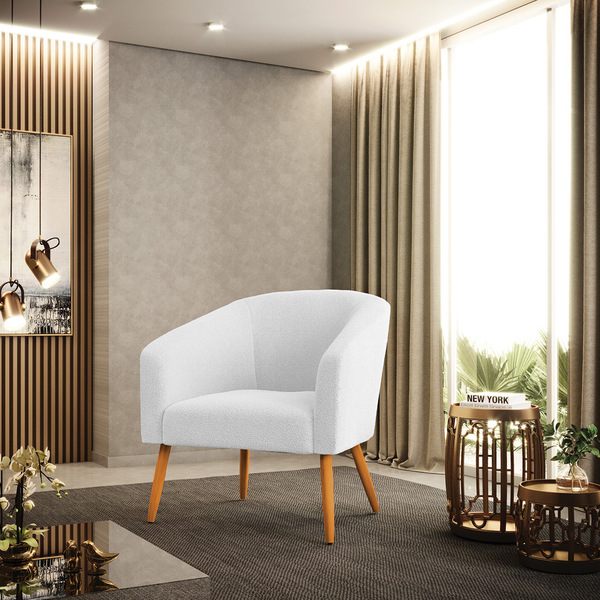 Poltrona Decorativa Pé Palito Castanho Stella Bouclê D03 - D'