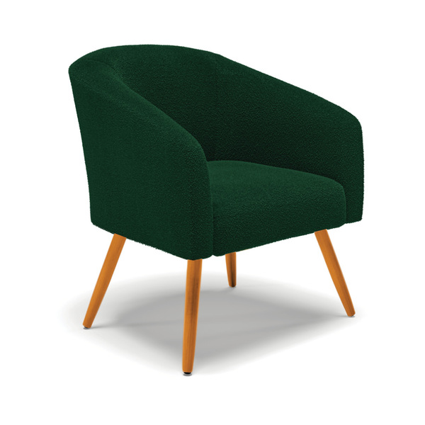 Poltrona Decorativa Pé Palito Castanho Stella Bouclê Verde D0