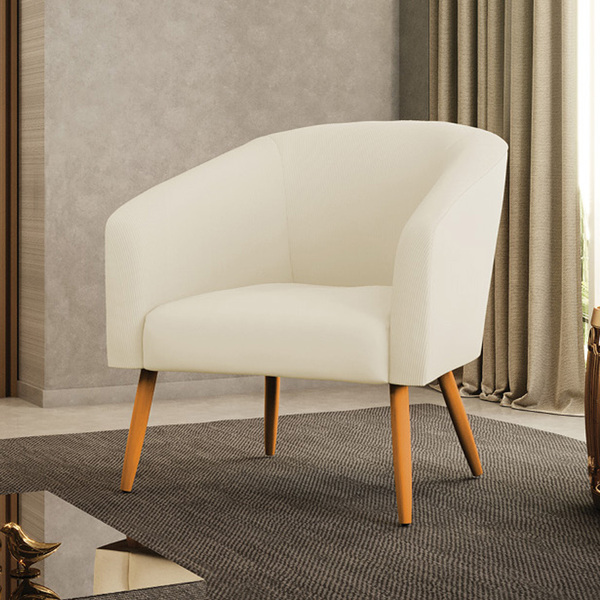 Poltrona Decorativa Pé Palito Castanho Stella Cotelê Int/velu