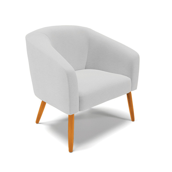 Poltrona Decorativa Pé Palito Castanho Stella Linho Cinza Cla