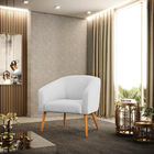 Poltrona Decorativa Pé Palito Castanho Stella Linho Cinza Cla