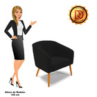 Poltrona Decorativa Pé Palito Castanho Stella Linho D03 - D'r