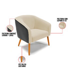 Poltrona Decorativa Pé Palito Castanho Stella Preto/linho Are