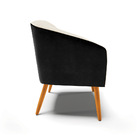 Poltrona Decorativa Pé Palito Castanho Stella Preto/linho Beg