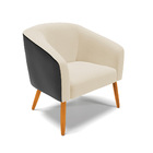 Poltrona Decorativa Pé Palito Castanho Stella Preto/linho Beg