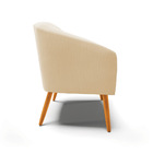 Poltrona Decorativa Pé Palito Castanho Stella Suede Bege D03