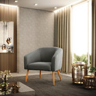 Poltrona Decorativa Pé Palito Castanho Stella Suede Grafite D