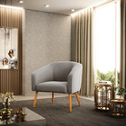 Poltrona Decorativa Pé Palito Castanho Stella Veludo D03 - D'