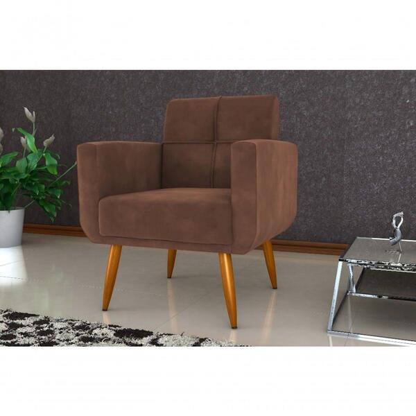 Poltrona Decorativa Pé Palito Havana - Ferrugem Veludo