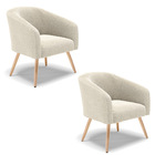 Poltrona Decorativa Pé Palito Natural Kit 2 Stella Bouclê Beg