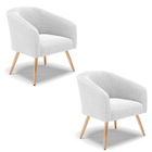 Poltrona Decorativa Pé Palito Natural Kit 2 Stella Bouclê D03