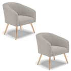 Poltrona Decorativa Pé Palito Natural Kit 2 Stella Bouclê D03