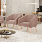 Poltrona Decorativa Pé Palito Natural Kit 2 Stella Bouclê D03