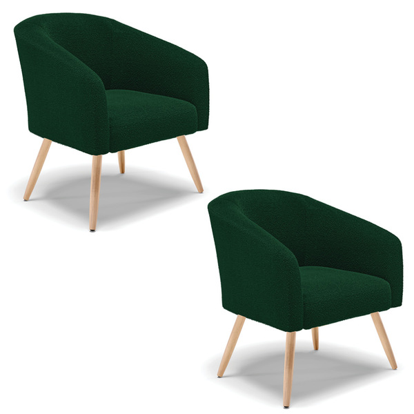 Poltrona Decorativa Pé Palito Natural Kit 2 Stella Bouclê D03