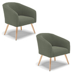 Poltrona Decorativa Pé Palito Natural Kit 2 Stella Bouclê Ver