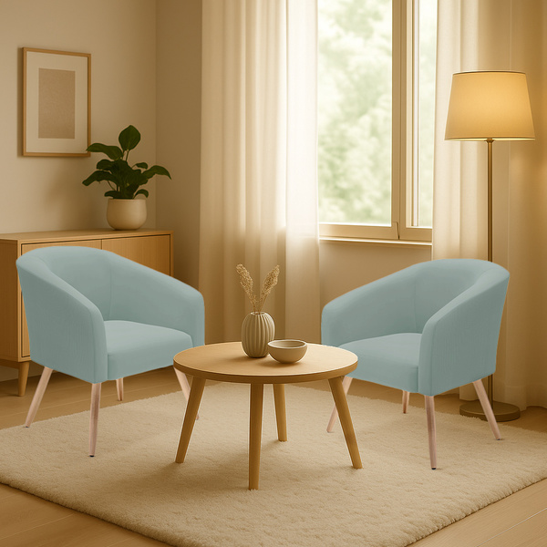 Poltrona Decorativa Pé Palito Natural Kit 2 Stella Cotelê Ext