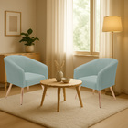 Poltrona Decorativa Pé Palito Natural Kit 2 Stella Cotelê Int