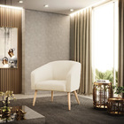 Poltrona Decorativa Pé Palito Natural Kit 2 Stella Linho D03