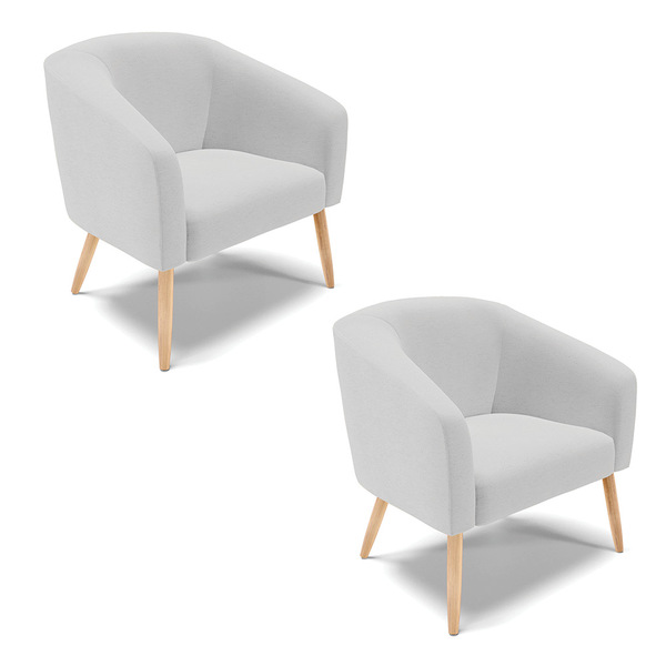 Poltrona Decorativa Pé Palito Natural Kit 2 Stella Linho D03