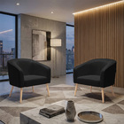 Poltrona Decorativa Pé Palito Natural Kit 2 Stella Sintético