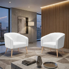 Poltrona Decorativa Pé Palito Natural Kit 2 Stella Sintético