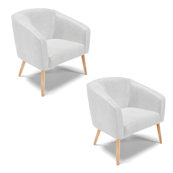 Poltrona Decorativa Pé Palito Natural Kit 2 Stella Sintético