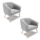 Poltrona Decorativa Pé Palito Natural Kit 2 Stella Suede D03