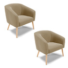 Poltrona Decorativa Pé Palito Natural Kit 2 Stella Suede Marr