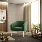 Poltrona Decorativa Pé Palito Natural Kit 2 Stella Suede Verd