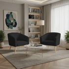 Poltrona Decorativa Pé Palito Natural Kit 2 Stella Veludo D03