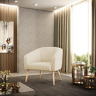 Poltrona Decorativa Pé Palito Natural Stella Linho Areia A27