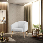 Poltrona Decorativa Pé Palito Natural Stella Linho Cinza Clar