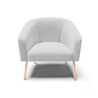 Poltrona Decorativa Pé Palito Natural Stella Linho Cinza Clar