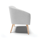 Poltrona Decorativa Pé Palito Natural Stella Linho Cinza Clar