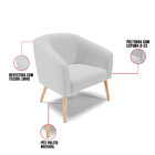 Poltrona Decorativa Pé Palito Natural Stella Linho Cinza Clar