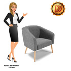 Poltrona Decorativa Pé Palito Natural Stella Linho D03 - D'ro