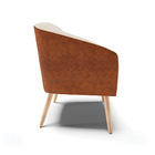 Poltrona Decorativa Pé Palito Natural Stella Nozes/linho Arei