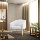 Poltrona Decorativa Pé Palito Natural Stella Sintético Branco