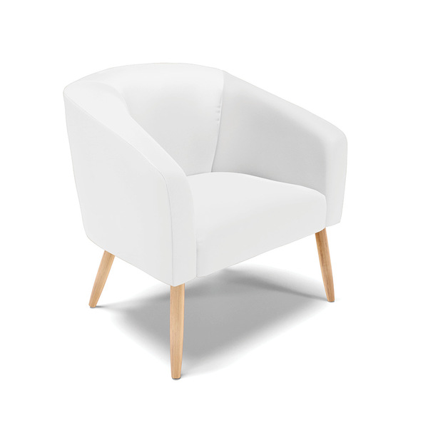 Poltrona Decorativa Pé Palito Natural Stella Sintético Branco