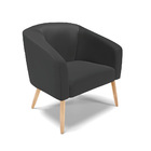 Poltrona Decorativa Pé Palito Natural Stella Sintético Preto